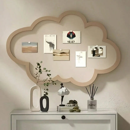 Pink Cloud Shaped Bulletin Board- Polyester Fiber Felt Wall Decor, Cute Design, Oval Information & Photo Display, Suitable For Creative Bedroom Or Living Room Decoration, Photo Display Board| Modern