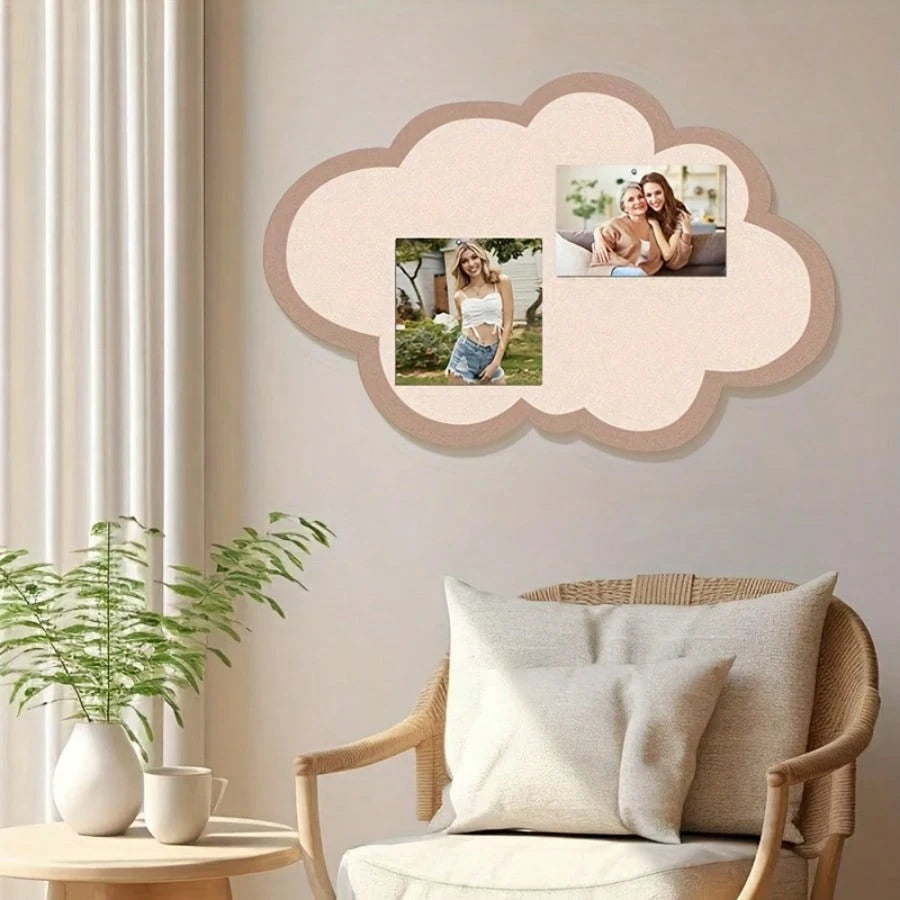 Pink Cloud Shaped Bulletin Board- Polyester Fiber Felt Wall Decor, Cute Design, Oval Information & Photo Display, Suitable For Creative Bedroom Or Living Room Decoration, Photo Display Board| Modern