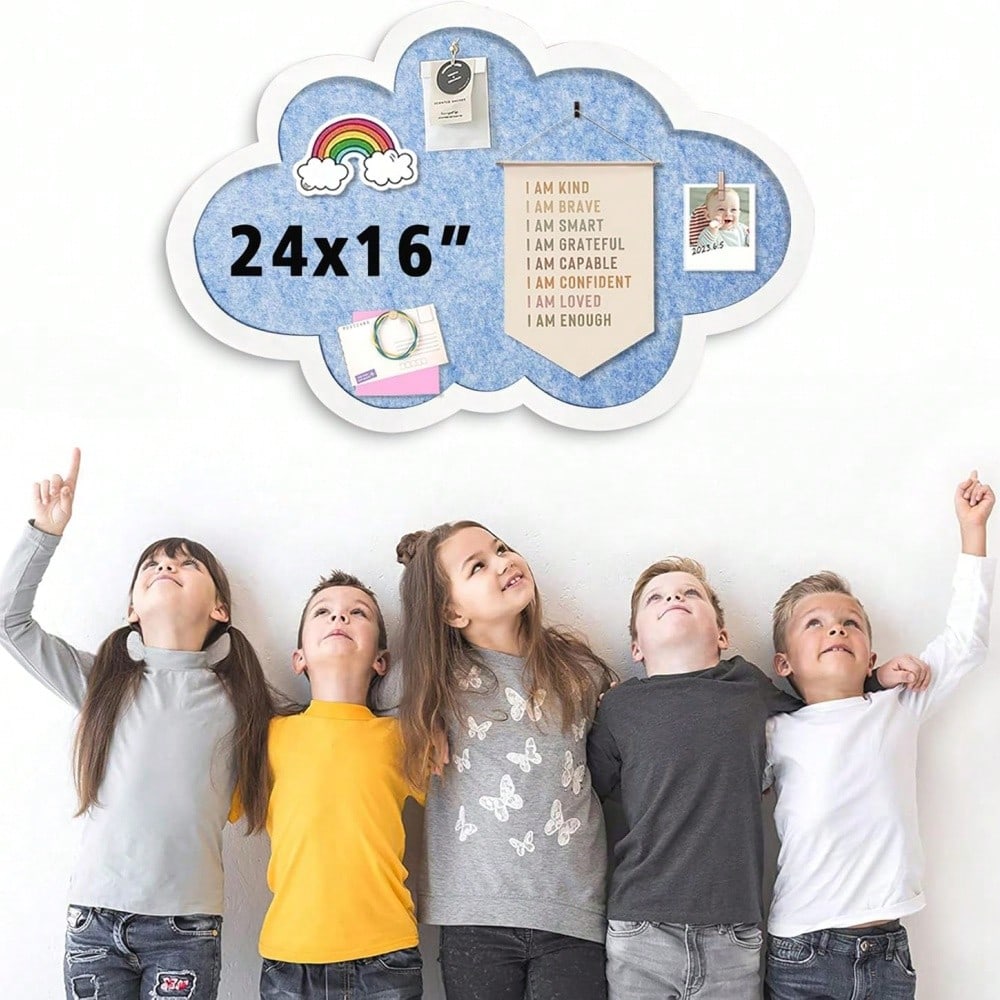 Pink Cloud Shaped Bulletin Board- Polyester Fiber Felt Wall Decor, Cute Design, Oval Information & Photo Display, Suitable For Creative Bedroom Or Living Room Decoration, Photo Display Board| Modern