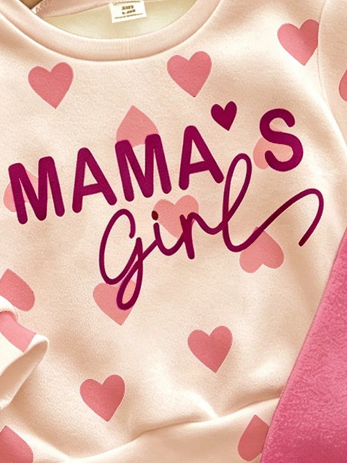 Pink, Cute Heart Letter Mama'girl❤, Baby Girl Casual Comfortable Soft Thick Warm Crew Neck Long Sleeve Sweatshirt & Leggings, Suitable For Autumn/Winter Daily, Cozy Season, Stylish Baby Girl