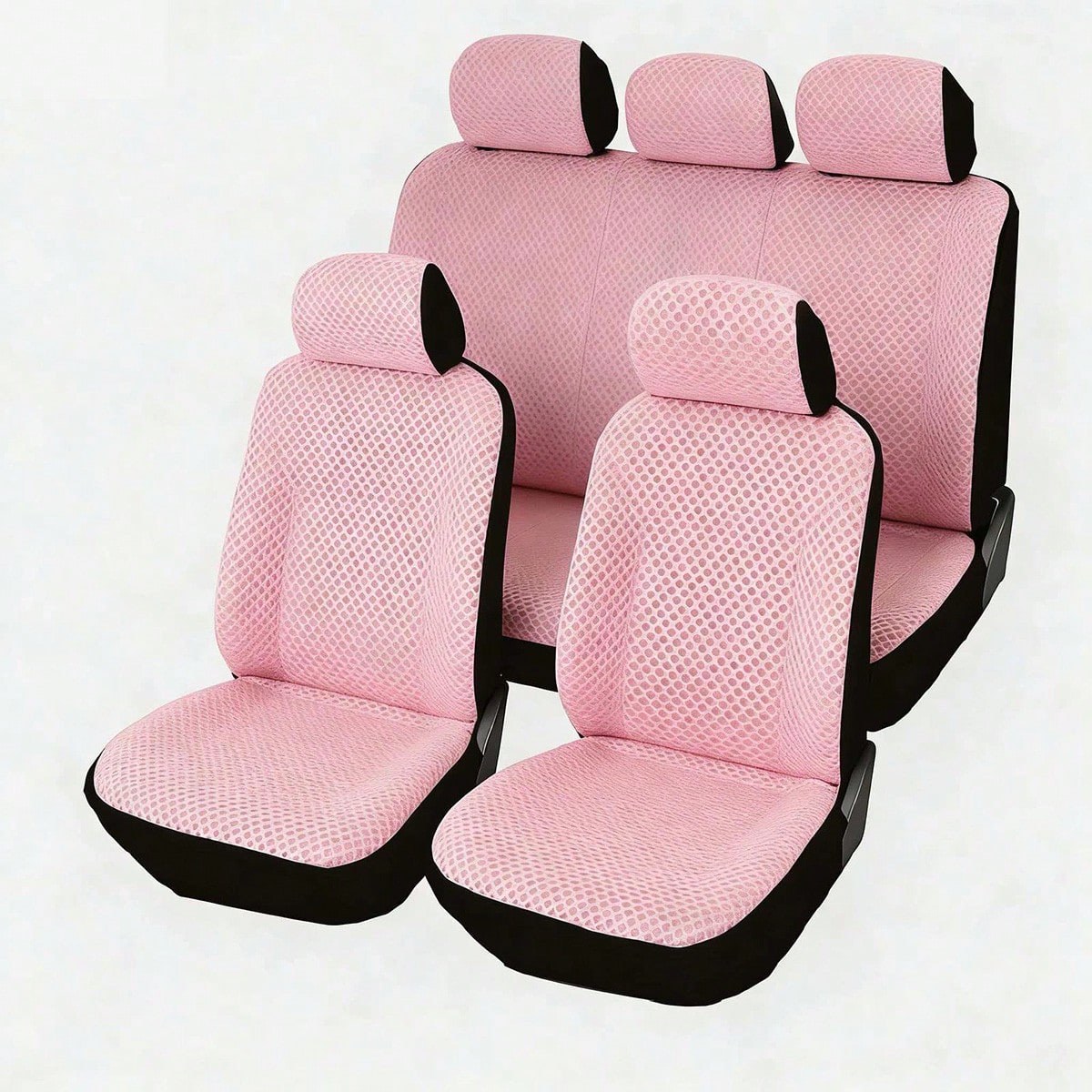 Pink Sandwich Mesh Fabric Car Seat Covers, Breathable & Ventilated, Soft & Comfortable, Car Interior Decoration, Seat Cushion Covers, Suitable For Clean-Loving Women In Summer, Dust-Proof & Anti-Dust