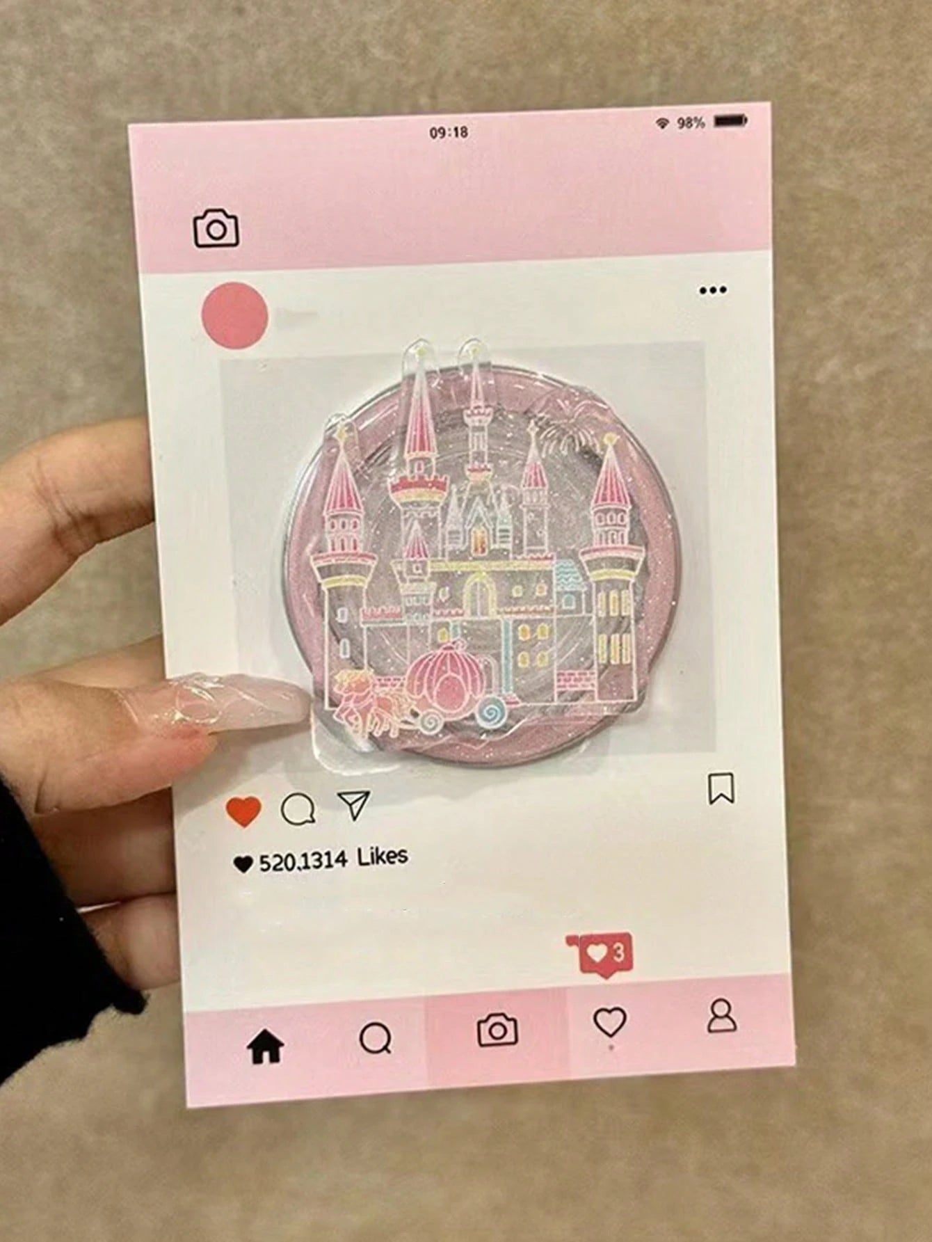 Pink Telescopic 1pc Castle Shaped Magnetic Phone Holder, Girly Style, Thoughtful Gift For Girlfriend, Family, And Colleagues, Magnetic Phone Stand, Phone Accessory, Travel Essential, Spring Birthday G