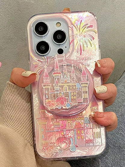 Pink Telescopic 1pc Castle Shaped Magnetic Phone Holder, Girly Style, Thoughtful Gift For Girlfriend, Family, And Colleagues, Magnetic Phone Stand, Phone Accessory, Travel Essential, Spring Birthday G