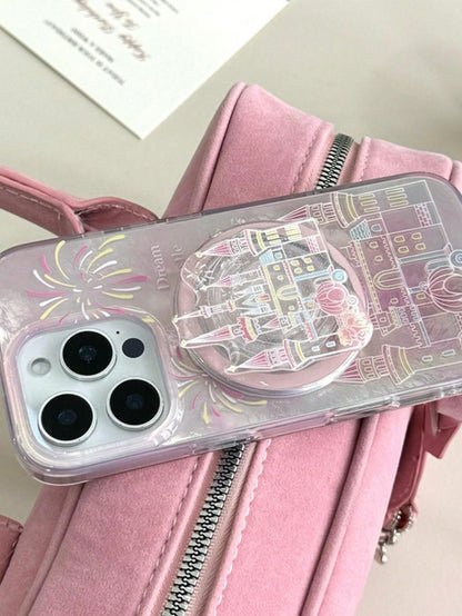Pink Telescopic 1pc Castle Shaped Magnetic Phone Holder, Girly Style, Thoughtful Gift For Girlfriend, Family, And Colleagues, Magnetic Phone Stand, Phone Accessory, Travel Essential, Spring Birthday G