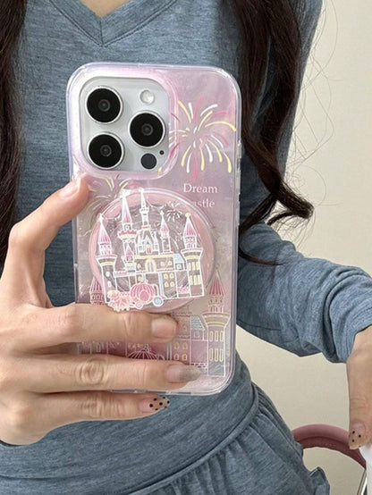 Pink Telescopic 1pc Castle Shaped Magnetic Phone Holder, Girly Style, Thoughtful Gift For Girlfriend, Family, And Colleagues, Magnetic Phone Stand, Phone Accessory, Travel Essential, Spring Birthday G