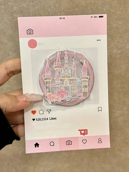 Pink Telescopic 1pc Castle Shaped Magnetic Phone Holder, Girly Style, Thoughtful Gift For Girlfriend, Family, And Colleagues, Magnetic Phone Stand, Phone Accessory, Travel Essential, Spring Birthday G