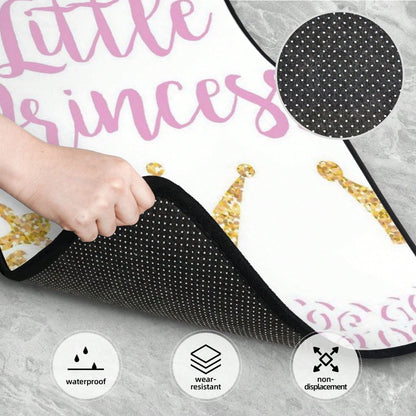 Pink Text Little Princ-Ess On White Background With Lace Car Floor Carpet Set Of 4, Auto Interior Floor Mats Durable Front & Rear Carpets For Car Accessories Decoration
