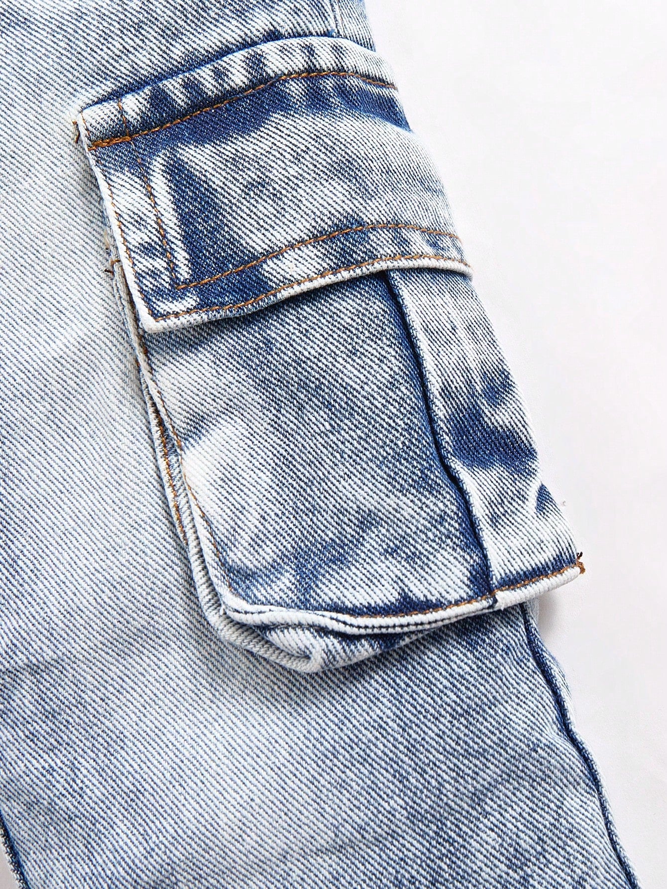 Playful Pals Baby Boys' Washed Denim Pleated Straight Leg Casual Pants With Side Accordion Pockets