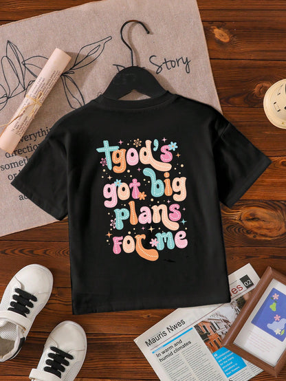 Playful Pals Baby Girls Casual Comfortable Fashion Colorful Letter, Flower & Star Graphic Short Sleeve T-Shirt, Spring/Summer