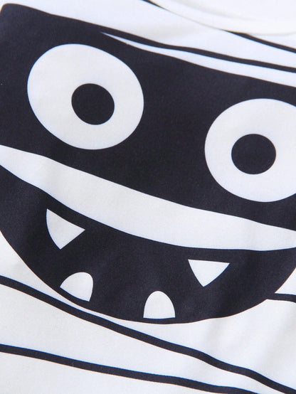 Playful Pals Newborn Bodysuit,Pants,Hat,Halloween Cartoon Clothes,Cute Black And White Autumn Family Matching