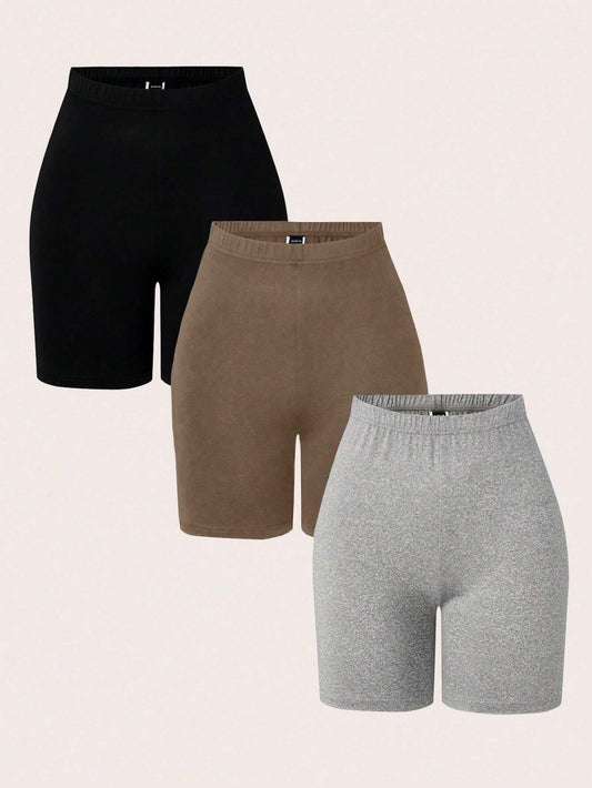 Plivvot Women's Simple Solid Color Three-Piece Set Base Layer Leggings
