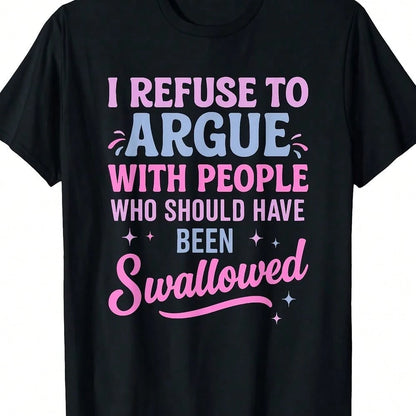 Plus Size Casual Slogan Tee With Round Neck And Regular Long Sleeves For A Unique Look
