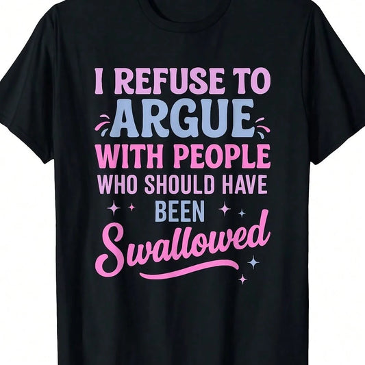 Plus Size Casual Slogan Tee With Round Neck And Regular Long Sleeves For A Unique Look