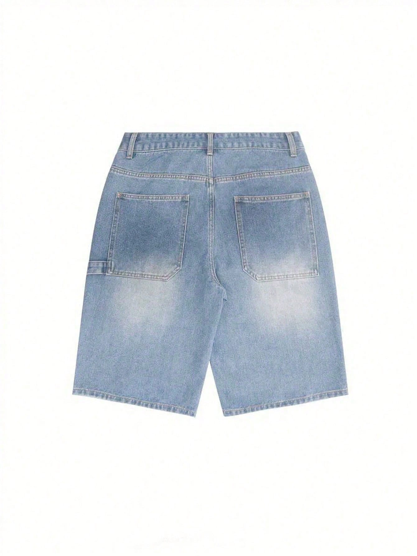 Plus Size Men's Retro Loose Denim Shorts, Casual Versatile Jeans