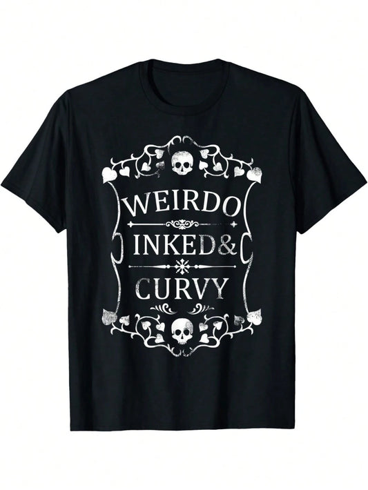 Plus Size Women Gothic Skull Floral Print T-Shirt Weird Inked Curvy Edgy Graphic Tee Black Round Neck Short Sleeve Big Women Size L-3XL 4XL 5XL