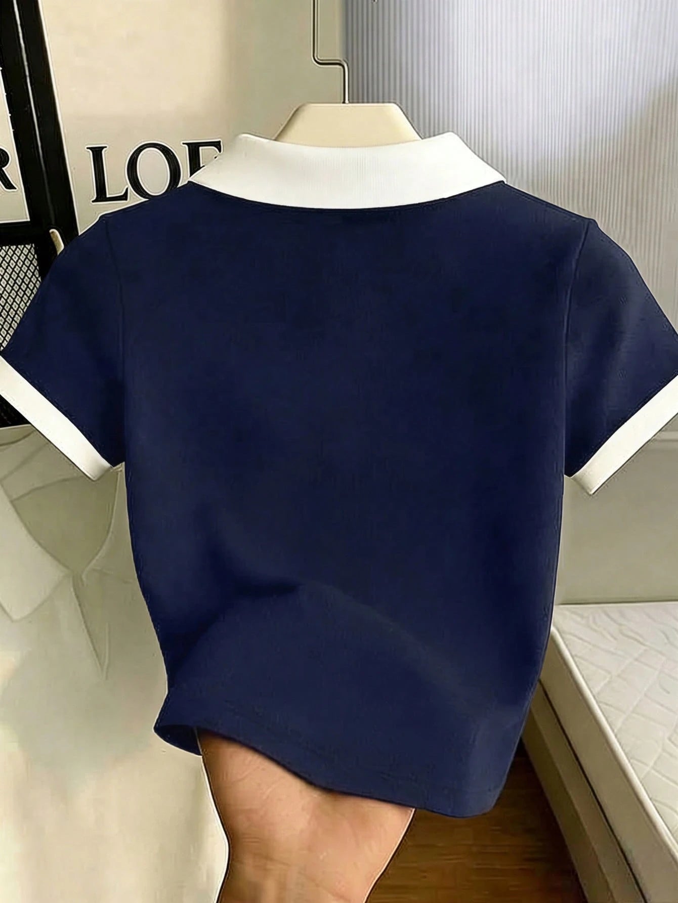 Plus Size Women's Contrast Color Collar Short Sleeve Casual T-Shirt