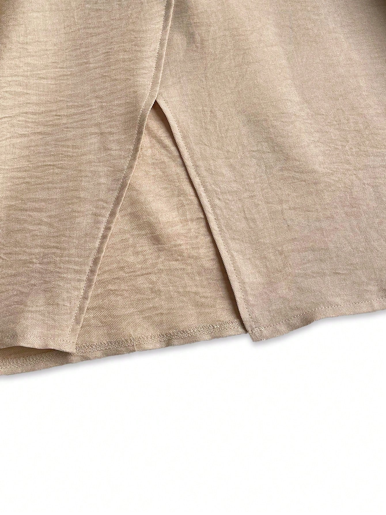 Plus Size Women Solid Color Round Neck Dropped Shoulder Split Hem Blouse