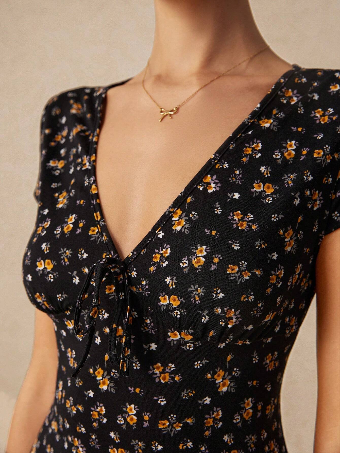 Poéselle Women's Fashion Sweet V-Neck Floral Print A-Line Dress, Dresses, Spring Beach Y2k Summer, Cute For Women