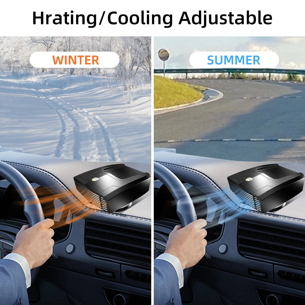 Portable 24/12V Car Heater, 2 In1 Fast Heating And Cooling Fan For Car Windshield Defogger Defroster, Plug-In Cigaerte Lighter Suitable For Vehicles Cars SUV