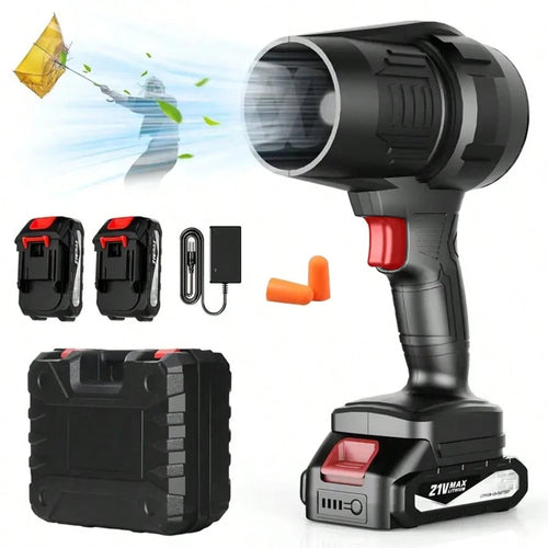 Portable Cordless Leaf Blower, Handheld Garden Blower, 180,000 RPM, With 2*4000mAh Batteries, Ideal For Patio Cleaning, Leaf Removal, Drying, Camping