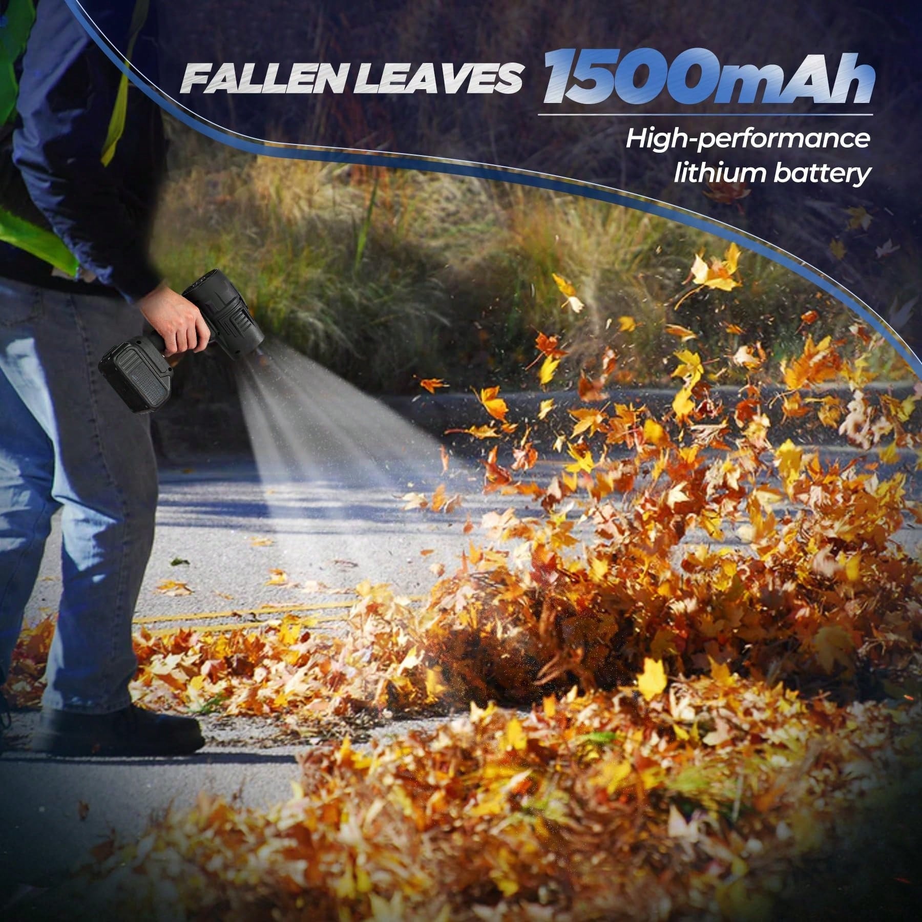 Portable Cordless Leaf Blower, Handheld Garden Blower, 180,000 RPM, With 2*4000mAh Batteries, Ideal For Patio Cleaning, Leaf Removal, Drying, Camping