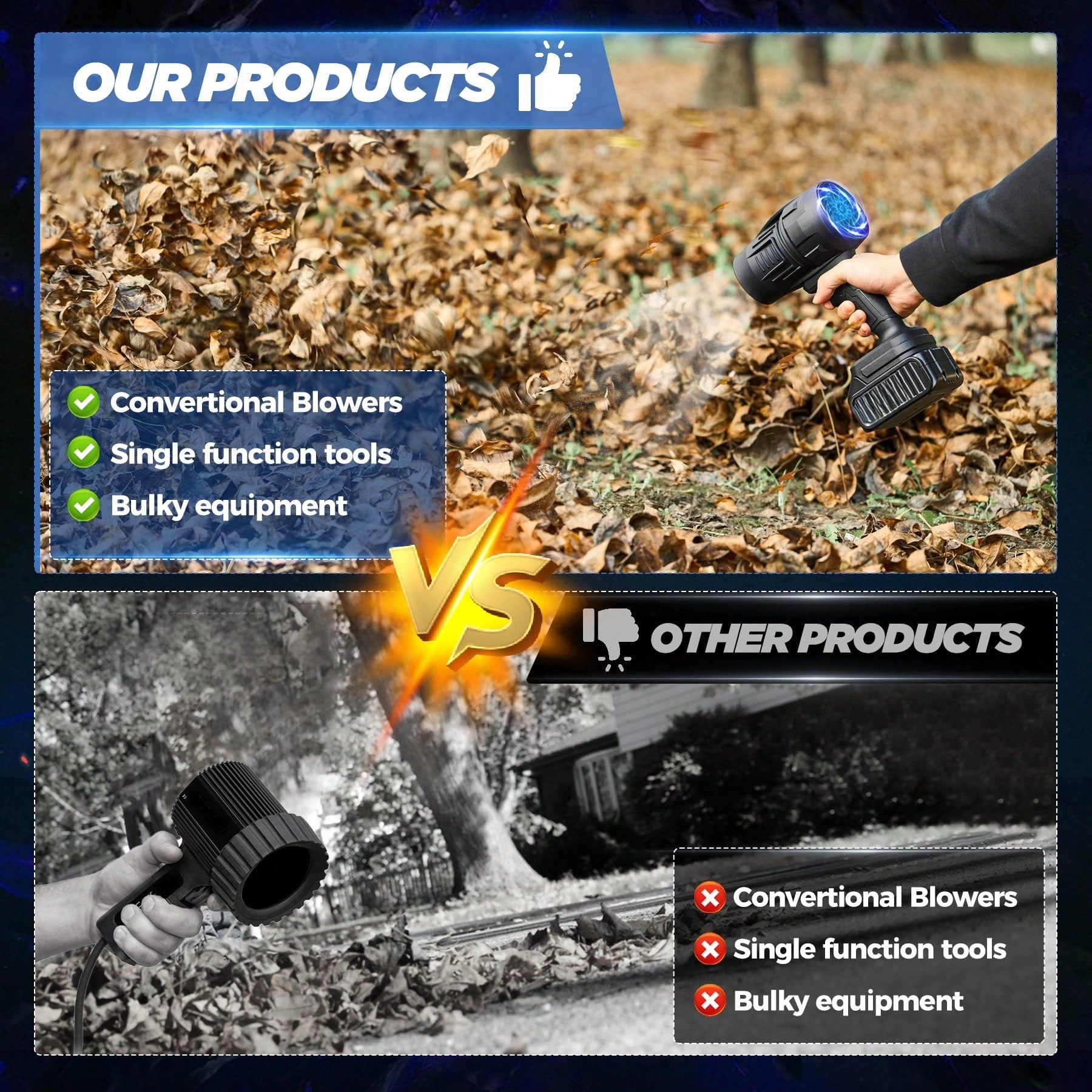 Portable Cordless Leaf Blower, Handheld Garden Blower, 180,000 RPM, With 2*4000mAh Batteries, Ideal For Patio Cleaning, Leaf Removal, Drying, Camping