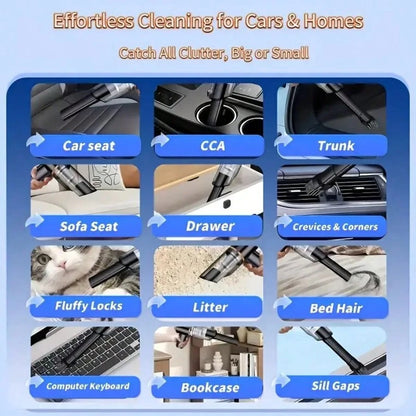 Portable Handheld Vacuum Cleaner| Cyclone Suction Technology,Cordless Design,USB Rechargeable Large Battery,Powerful Suction,Lightweight And Flexible,Integrates Blowing,Suction And Charging,Suitable