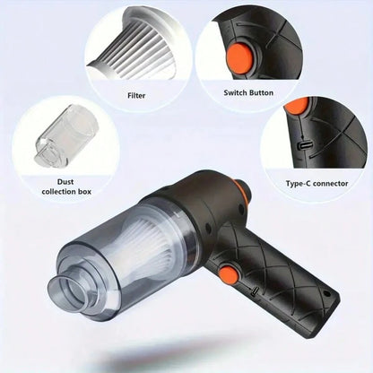 Portable Handheld Vacuum Cleaner| Cyclone Suction Technology,Cordless Design,USB Rechargeable Large Battery,Powerful Suction,Lightweight And Flexible,Integrates Blowing,Suction And Charging,Suitable