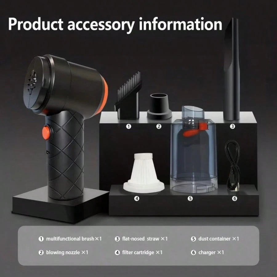 Portable Handheld Vacuum Cleaner| Cyclone Suction Technology,Cordless Design,USB Rechargeable Large Battery,Powerful Suction,Lightweight And Flexible,Integrates Blowing,Suction And Charging,Suitable