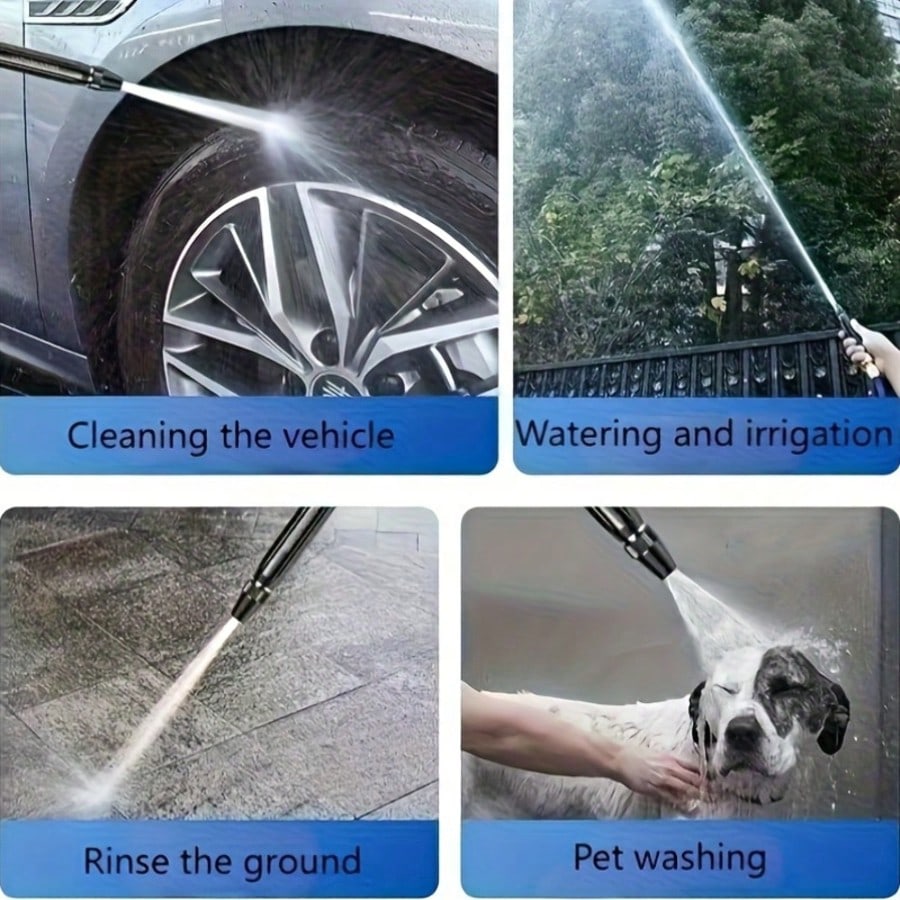 Portable High Pressure Water Gun, 2X Powerful High Pressure Car Wash Nozzle- Durable Plastic Body, Adjustable Garden Hose Spray Nozzle, Powerful Cleaning Tool For Motorcycles And Cars. Ergonomic Hand