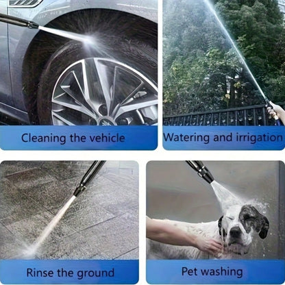 Portable High Pressure Water Gun, 2X Powerful High Pressure Car Wash Nozzle- Durable Plastic Body, Adjustable Garden Hose Spray Nozzle, Powerful Cleaning Tool For Motorcycles And Cars. Ergonomic Hand