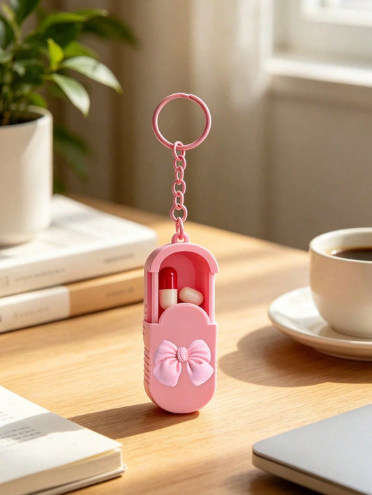 Portable Mini Pill Box With Keychain, Office Worker Medication And Vitamin Storage Box, Handmade Mini Pill Box, Travel Medicine Storage Box, Daily Vitamin Pill Box, Pocket-Sized Pill Box, Compact Pill