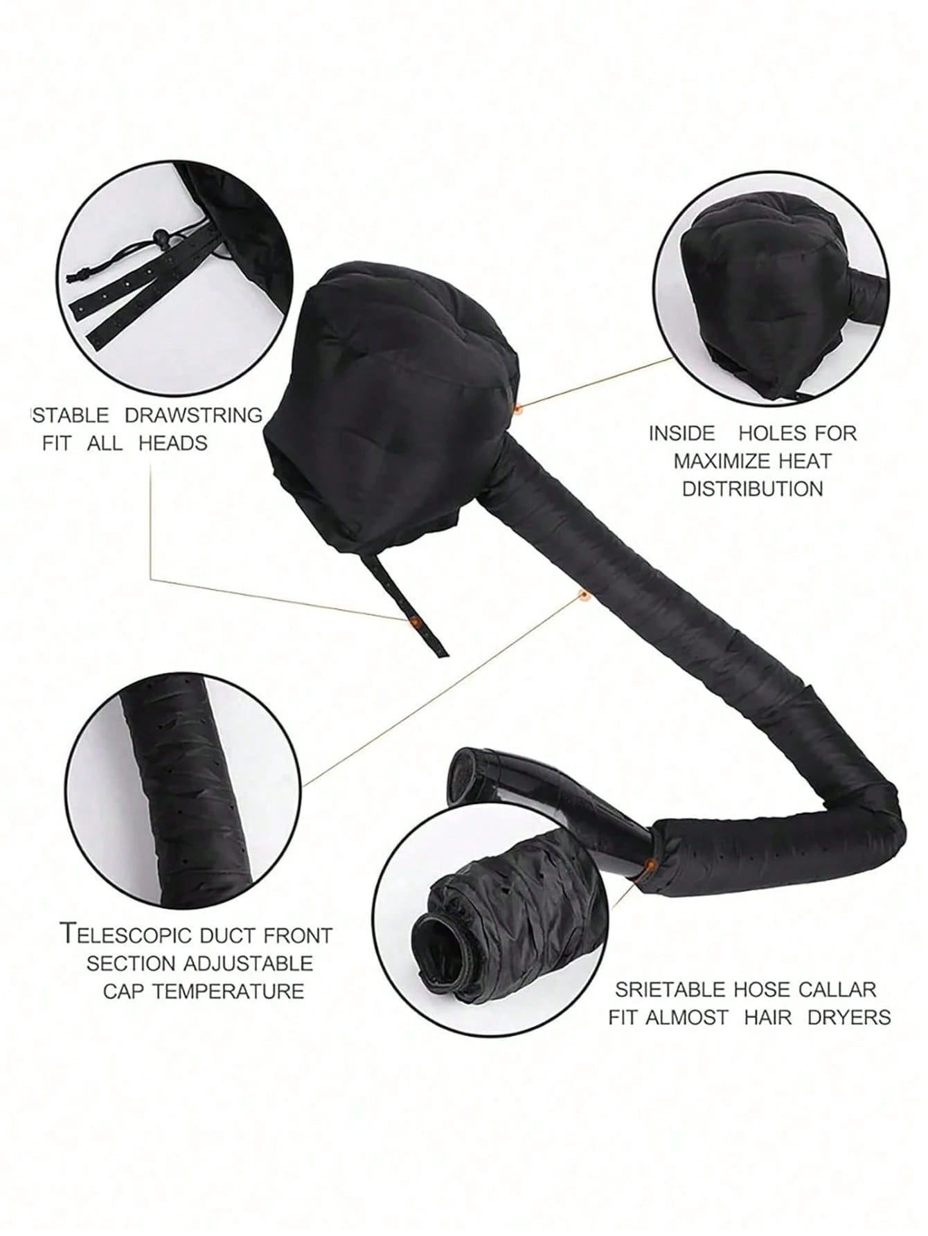 Portable Soft Hair Drying Cap, Hair Dryer Cap, Hair Treatment Cap, Hair Care Cap With Warm Air Drying For Women, Hair Tools, Hair Products And Accessories For Barber Salon Beauty Travel Essentials, Ba