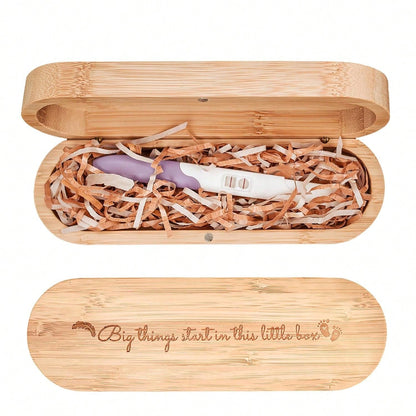 Pregnancy Annoucement Pregnancy Test Keepsake Box Baby Reveal To Husband Surprise Announcement Gift Bamboo Annoucement Gifts With Raffia Baby Annoucement Gifts Box