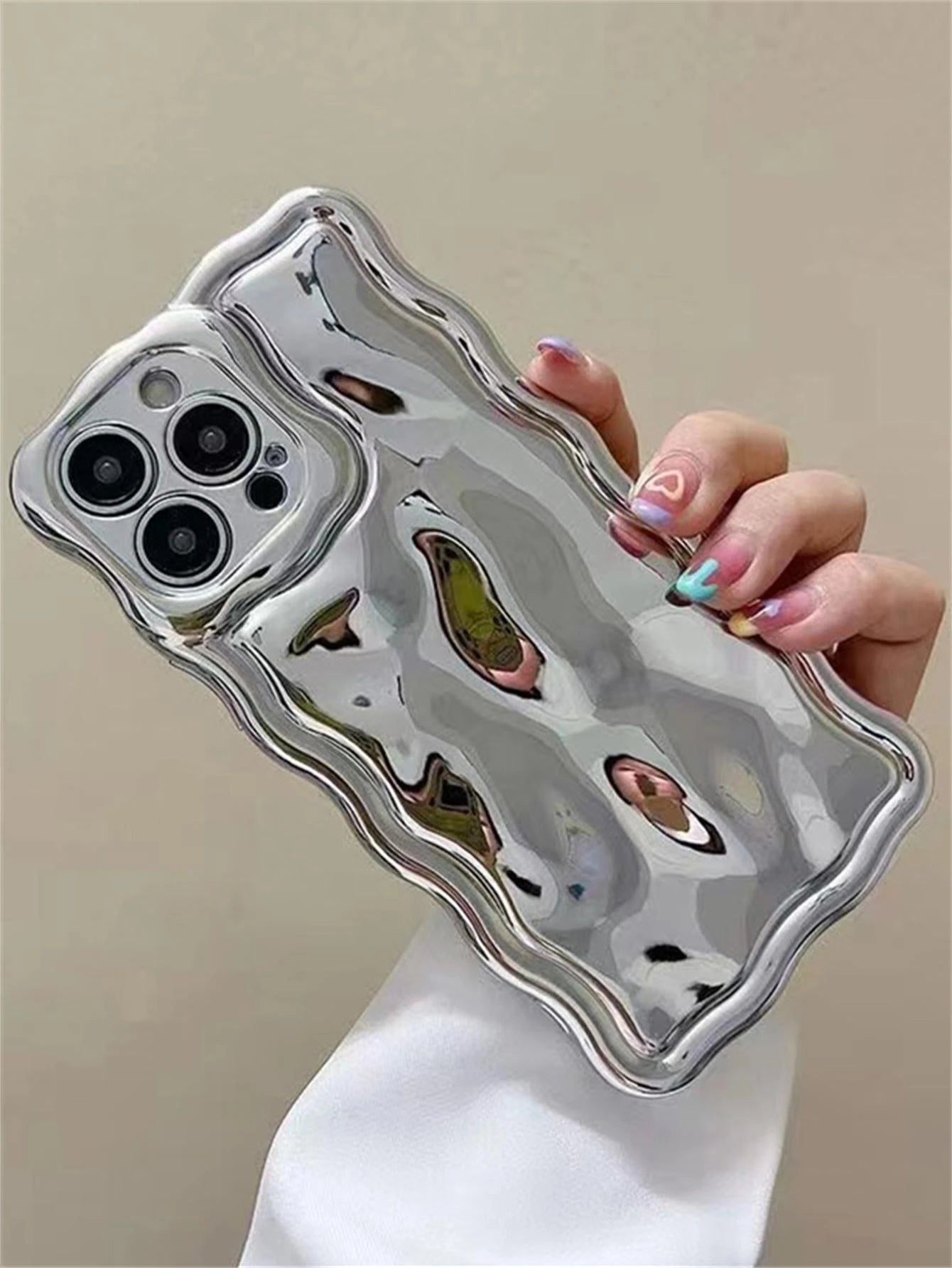 Premium Electroplated Floral Meteorite Texture Silver Color Phone Case For Apple 16/16 Pro/16 Pro Max/16 Plus/16e