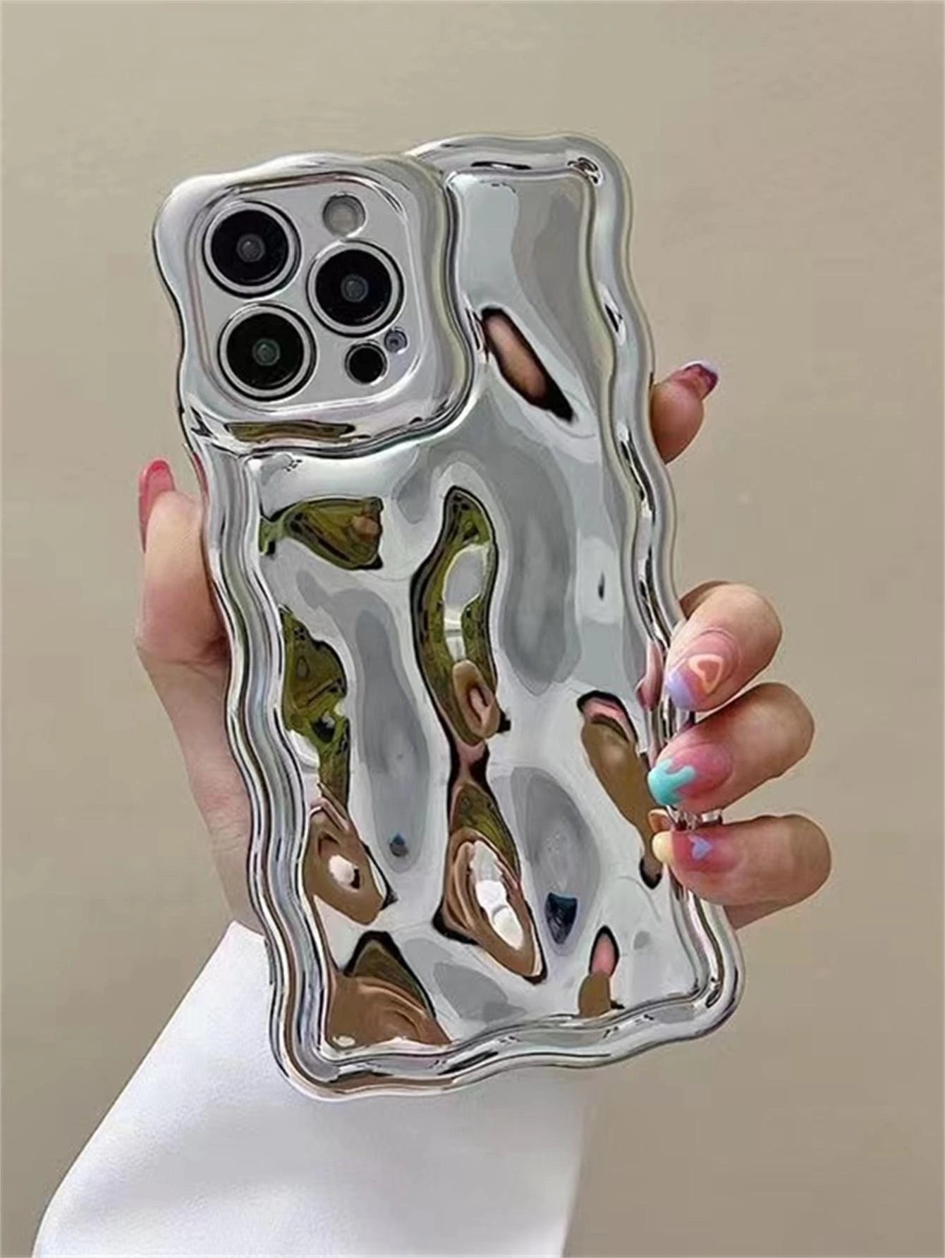 Premium Electroplated Floral Meteorite Texture Silver Color Phone Case For Apple 16/16 Pro/16 Pro Max/16 Plus/16e