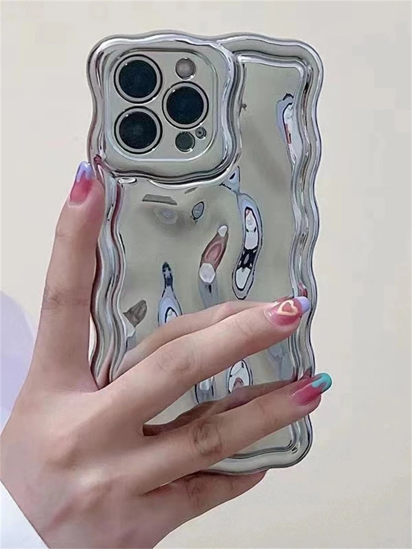 Premium Electroplated Floral Meteorite Texture Silver Color Phone Case For Apple 16/16 Pro/16 Pro Max/16 Plus/16e