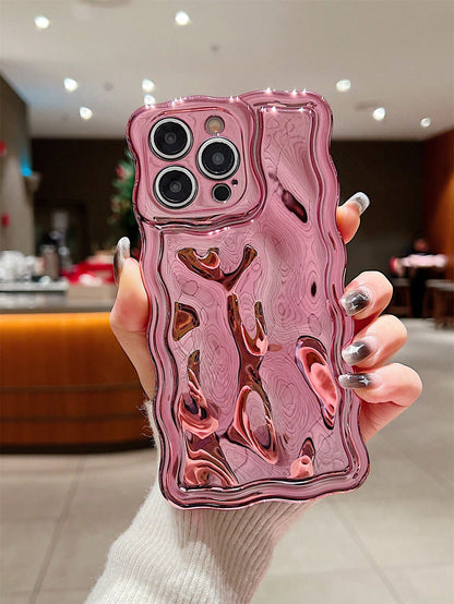 Premium Electroplated Floral Meteorite Texture Silver Color Phone Case For Apple 16/16 Pro/16 Pro Max/16 Plus/16e