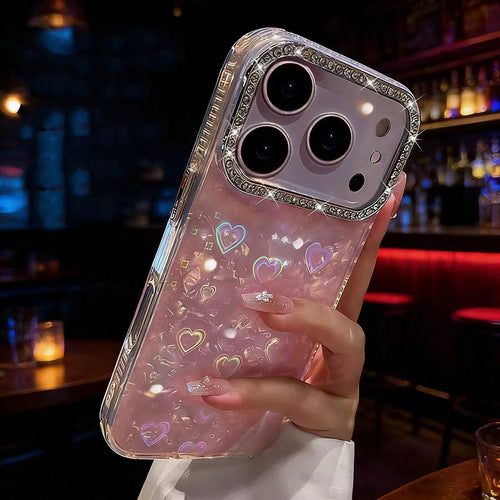 Premium Rhinestone Decor Bright White Heart Phone Case Compatible With IPhone 17 Pro Max/17 Pro/17 Air/17/16 Pro Max/16/16 Pro/16 Plus/15/15 Pro Max/15 Pro/15 Plus/11/12/13/14 Pro Max/11 Pro/11 Pro Ma