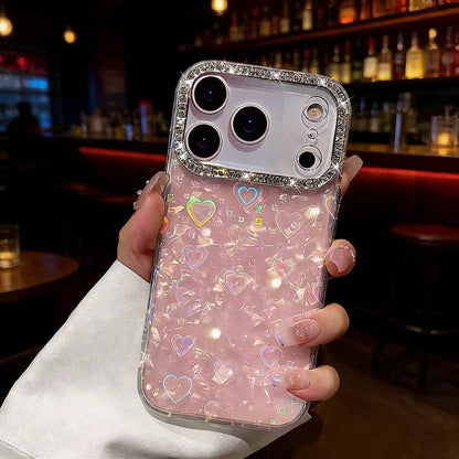 Premium Rhinestone Decor Bright White Heart Phone Case Compatible With IPhone 17 Pro Max/17 Pro/17 Air/17/16 Pro Max/16/16 Pro/16 Plus/15/15 Pro Max/15 Pro/15 Plus/11/12/13/14 Pro Max/11 Pro/11 Pro Ma