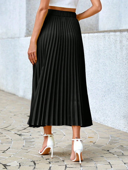 Privé Women Solid Color Daily Wear Pleated Skirt