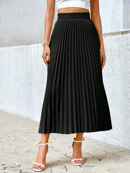 Privé Women Solid Color Daily Wear Pleated Skirt