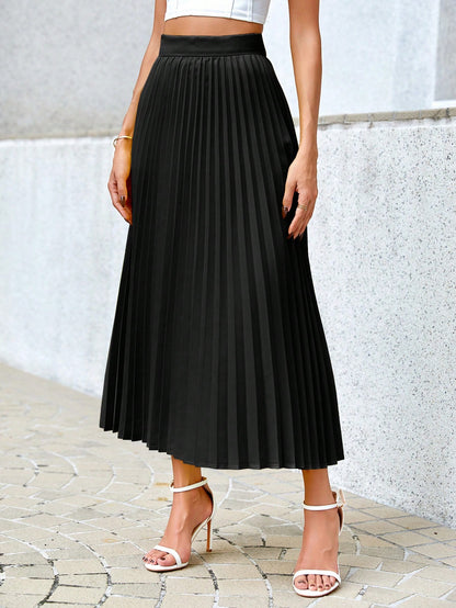 Privé Women Solid Color Daily Wear Pleated Skirt