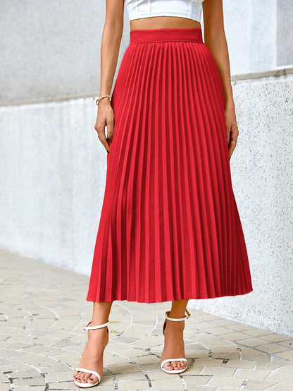 Privé Women Solid Color Daily Wear Pleated Skirt