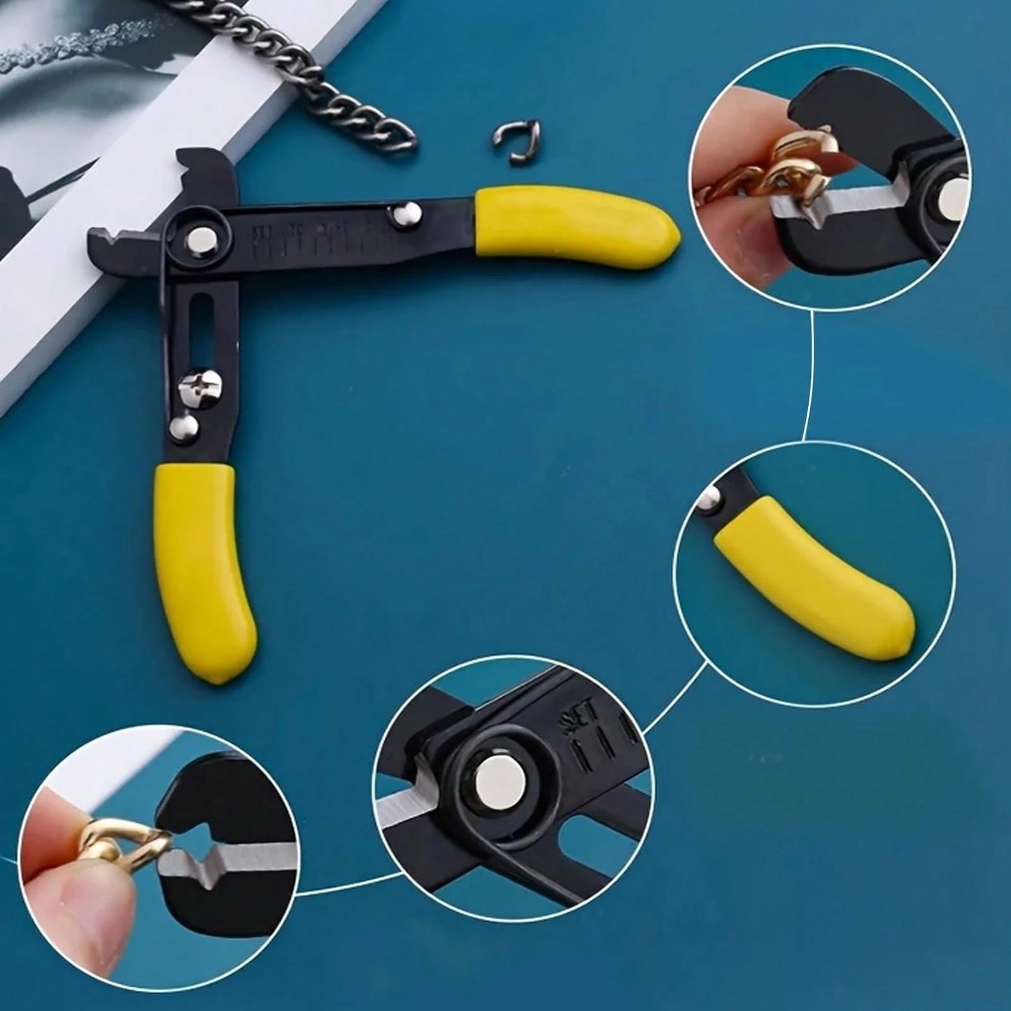 Professional Jewelry Chain Pliers – Manual Riveted Tool For Opening/Closing Chains| Adjustable Toothless Clamp & Built-In Cutter| DIY Installation & Modification For Necklaces & Bracelets (Ergonomic