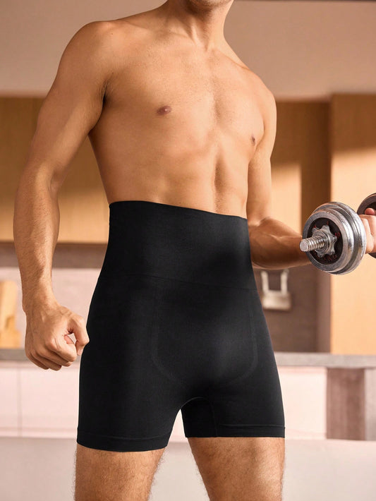 Provexi 1pc Seamless Stretchy Solid Color Compression Shorts For Men