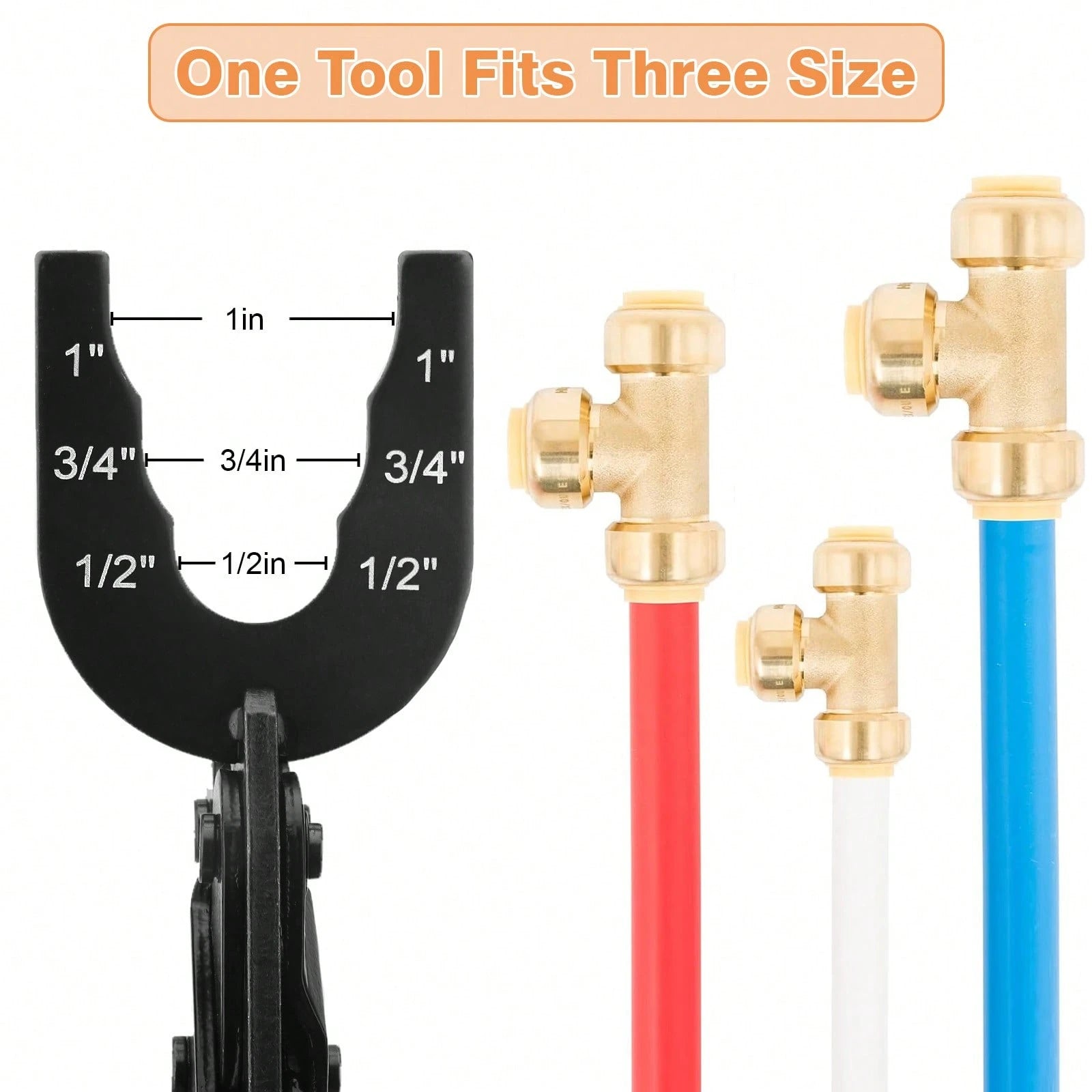 Push Fit Disconnect Tong Tool, 1/2", 3/4", 1" Multi-Size Plumbing Disconnect Pliers, Anti-Deformation Pipe Removal Plier For Pex PVC Pipe, Push To Connect Fittings Disconnect Tong Tool