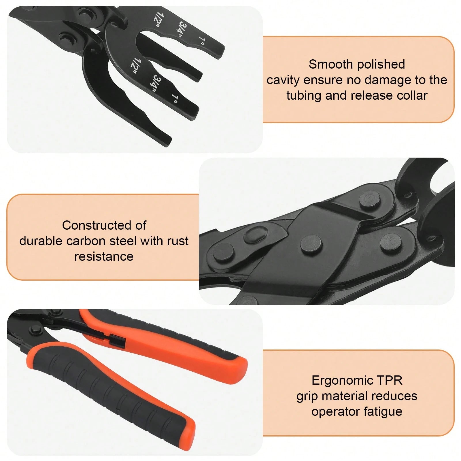 Push Fit Disconnect Tong Tool, 1/2", 3/4", 1" Multi-Size Plumbing Disconnect Pliers, Anti-Deformation Pipe Removal Plier For Pex PVC Pipe, Push To Connect Fittings Disconnect Tong Tool