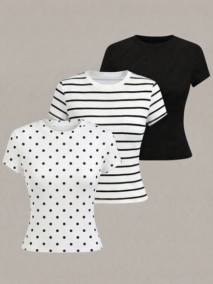 Qadelle Casual Slim Fit Short Sleeve T-Shirt, Versatile For Summer