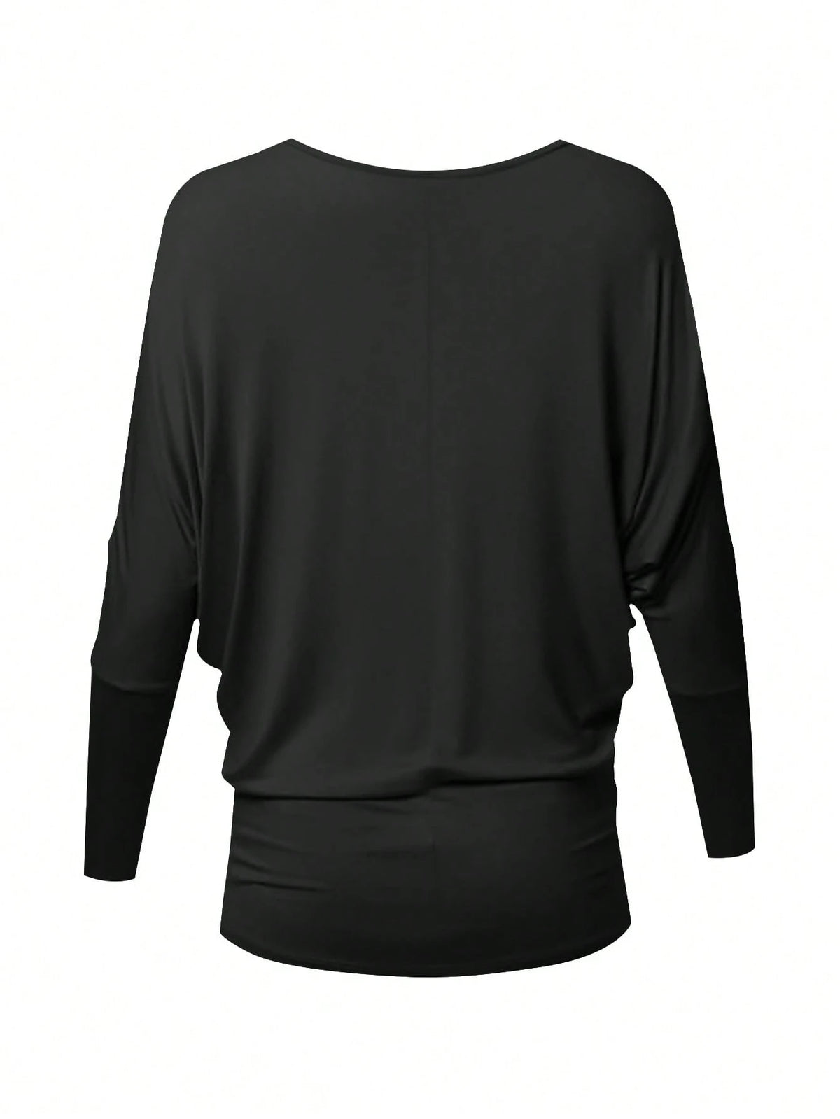 Qadelle Women's Fashion Oversized Round Neck Batwing Sleeve Side Ruched Long Sleeve T-Shirt